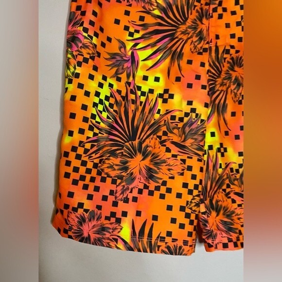 NWT Hurley Boy's Orange  Floral Checkered Boardshorts Big Kids size 18 Swim - Picture 4 of 7